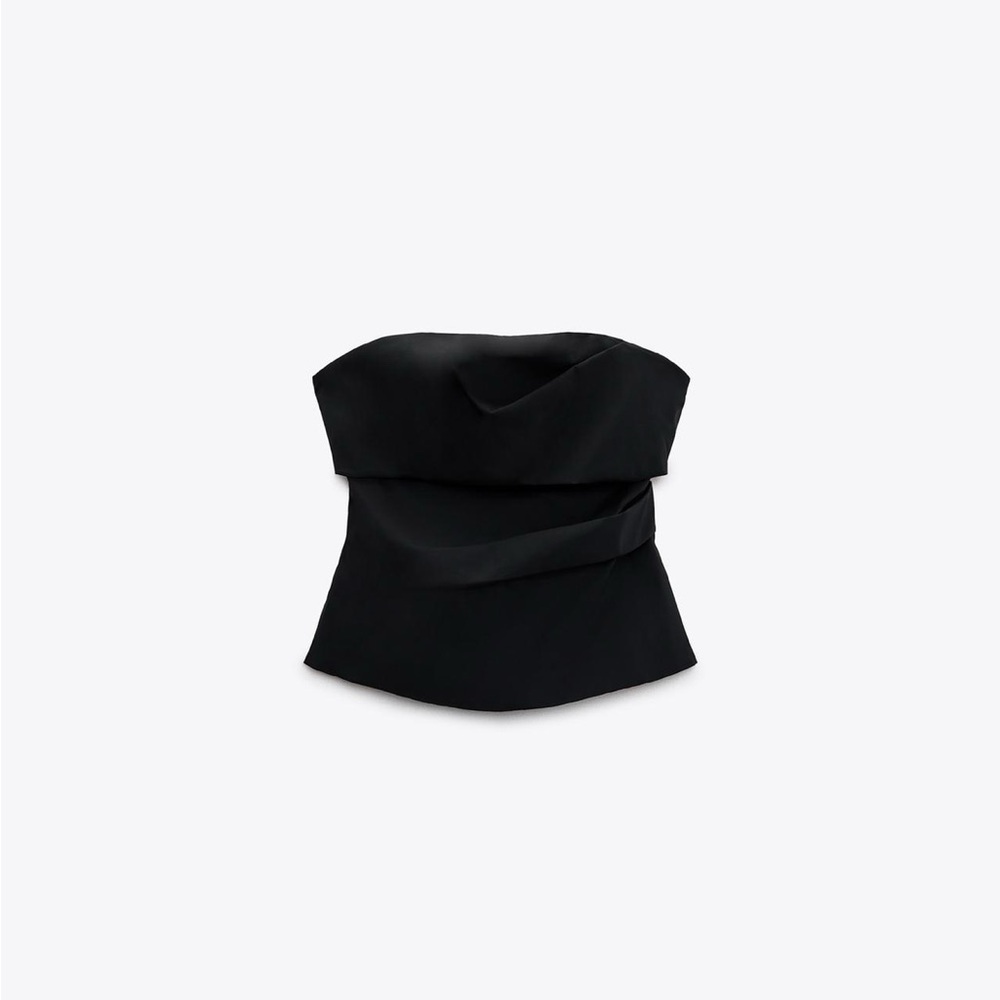 ZARA (NEW) Pleated Black Strapless Top